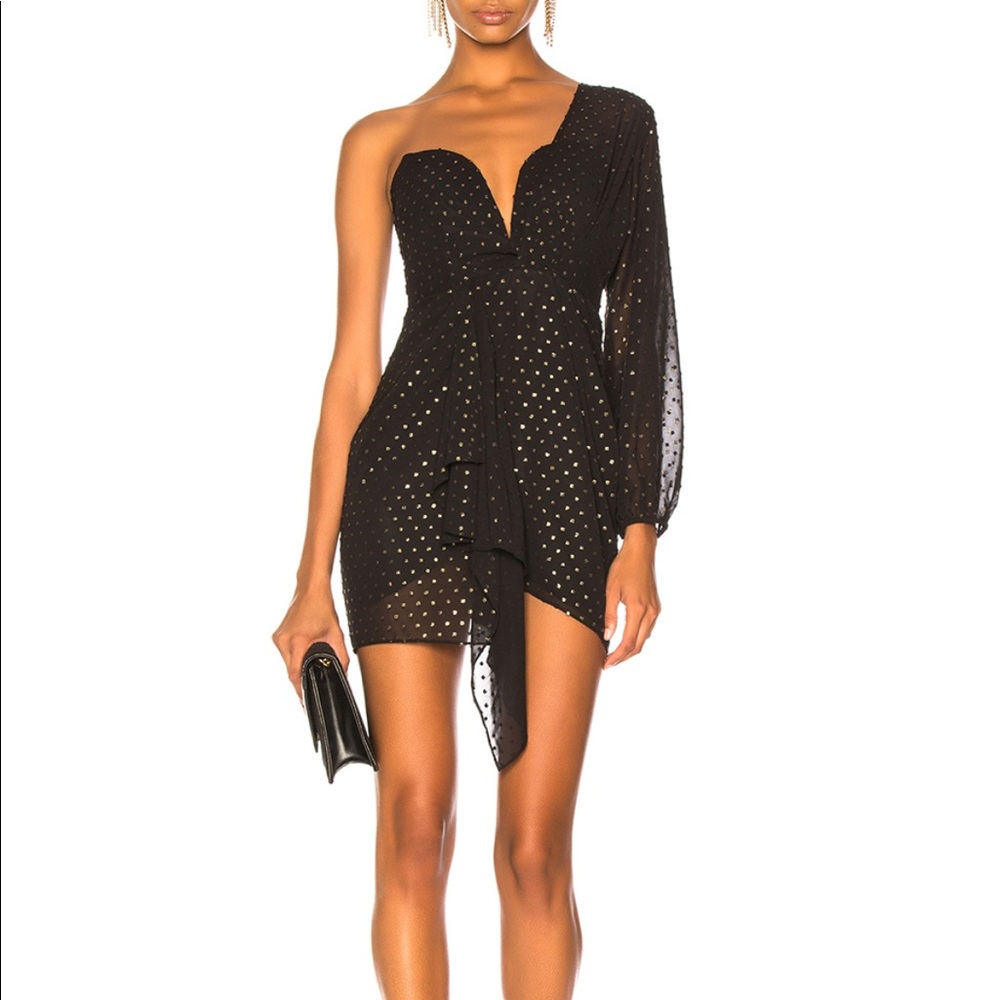 Michelle Mason Draped One Sleeve Mini Dress